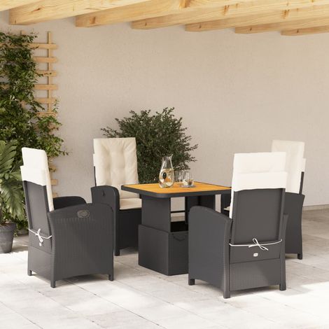 Set de muebles jardín 5 pzas con cojines ratán sintético negro vidaXL (1/5)