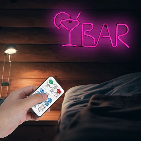 Lettre lumineuse LED néon rose en forme de BAR, idéale pour une fête à la maison ou une chambre. (1/5)