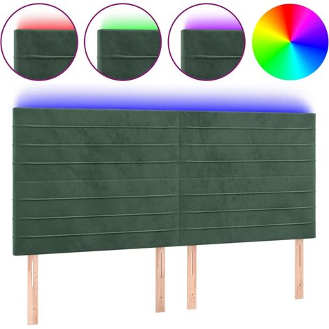 Tête de lit,Panneau décoratif à LED Vert foncé 180x5x118/128 cm Velours CFW4054731 (1/5)