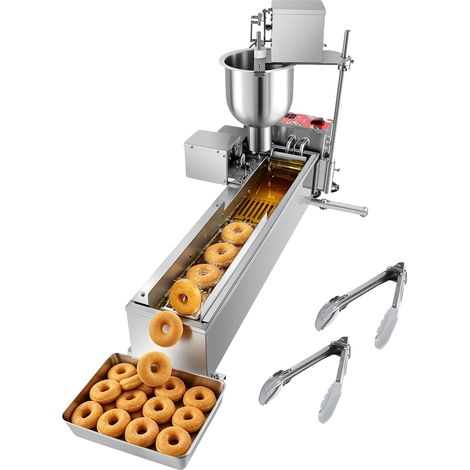 VEVOR Macchina automatica per ciambelle, 90 pezzi/ora, elettrica, acciaio inox, 3 formati di stampo, fila singola (1/2)