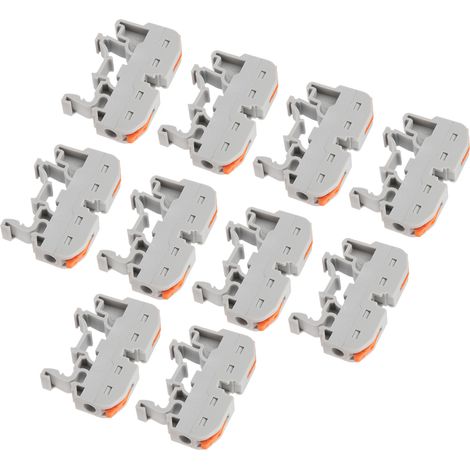 Lot de 10 borniers à ressort pour rail DIN, connecteurs de câble à levier, bornes PCT-211 (1/5)