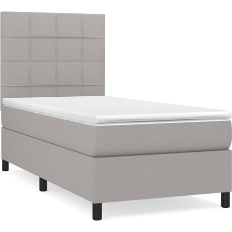 Maison Exclusive - Cama box spring con colchón tela gris claro 80 (1/5)