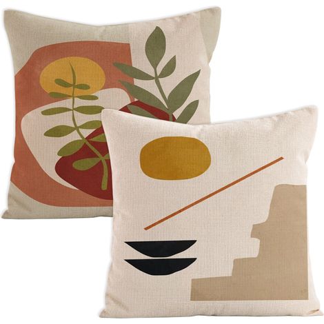 Kissenbezüge im Boho-Stil, 45 x 45 cm (2er-Set), abstrakte Kissenbezüge, Kissenbezug mit geometrischem Sonnenmuster, dekorative Kissenbezüge im Boho-Stil (1/5)