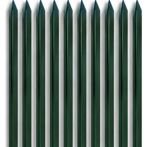 Pali per Recinzione in Acciaio Verde con Rivestimento PVC – Paletti a T con Punta Appuntita e Fori per Fissaggio Rete Metallica da Giardino, Orto e Recinti Esterni Resistenti alla Ruggine 10 Pezzi-150