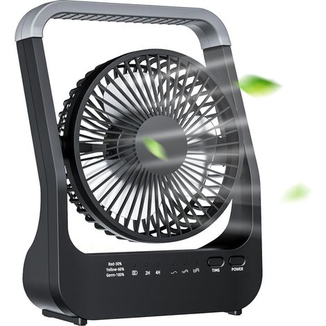 ATEngeus Ventilateur de bureau USB 6" avec batterie 20000 mAh Petit ventilateur de table Tête réglable à 3 vitesses rotatif à 180 ° pour bureau à domicile Table de chambre et bureau en plein air (1/5)