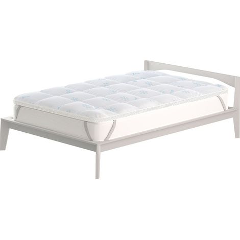 Topper Double Face Singolo Trapuntato 300 gr/mq con Elastici Ice Refrigerante Bianco (1/5)