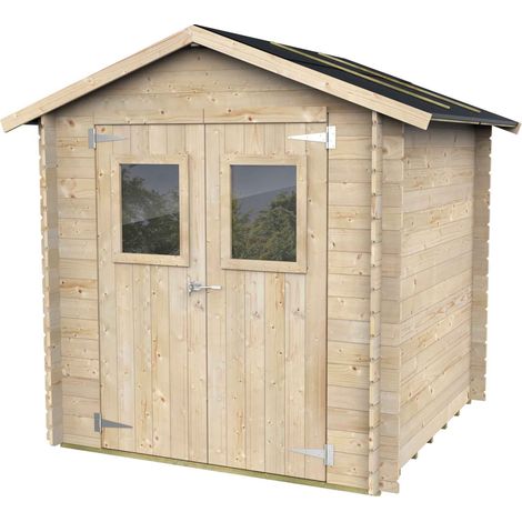 ALCE - Caseta de Jardín Bh19 Hobby 198x198 de Madera de abeto natural 19 mm con puerta doble con ventana, techo y suelo OSB3, montaje fácil, tratamiento autoclave, certificación PEFC (1/5)