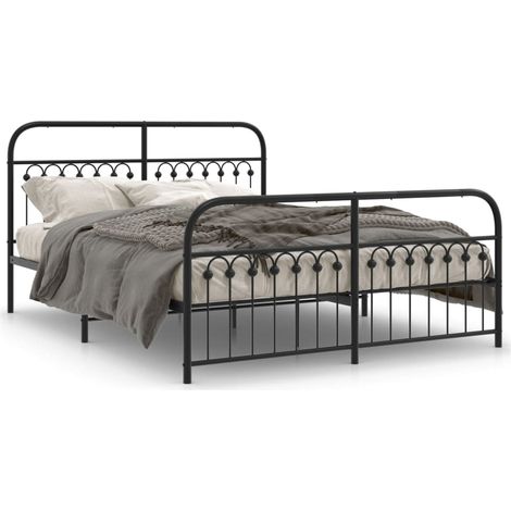 Maison Exclusive - Cadre de lit métal sans matelas avec pied de lit noir 150x200cm (1/5)