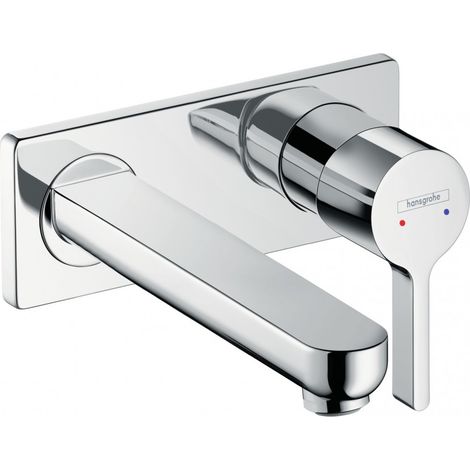 Sitigeur lavabo encastré mural, Bec 225mm, bonde à écoulement libre chromé (1/5)