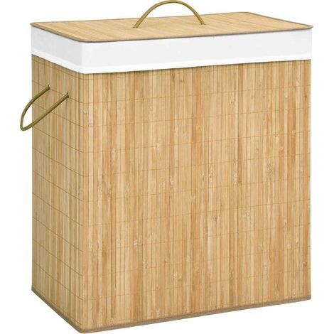 vidaXL Cesto de ropa sucia de bambú 2 secciones 100 l (1/5)