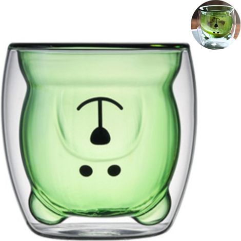 Tasse En Verre Double Paroi Forme Ours - Tasse À Café Lait Bière Espresso - Avec Poignée - 250 Ml (1/5)