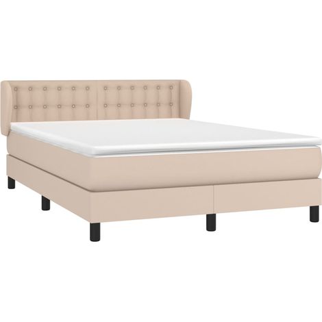 vidaXL Giroletto a Molle con Materasso Cappuccino 140x190cm Similpelle (1/4)