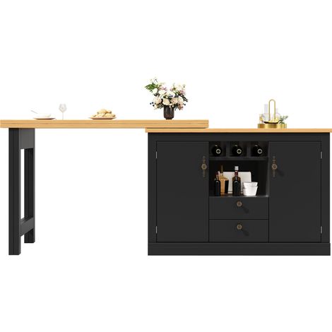 Tavolo bar estensibile girevole con contenitore 120-180 x 40 x 76 cm MDF nero HOMVRA (1/5)