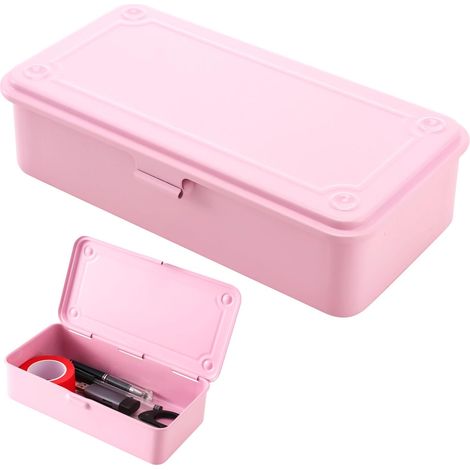 Boîte de rangement en acier avec couvercle à charnière, récipient en métal pour tampons de scrapbooking, boîte à outils rectangulaire vide en métal, organiseur de rangement en métal pour chevilles (1/4)