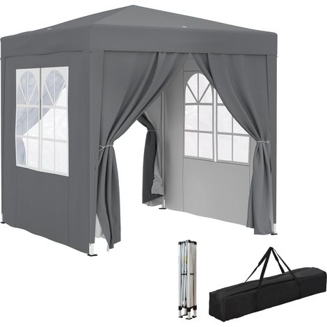 Gazebo da giardino per esterni, pieghevole, regolabile in altezza, con protezione UV, 2 x 2 m, grigio