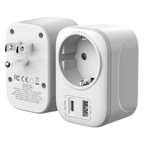 Adaptateur Prise France vers USA avec USB, pour Canada Américaine Mexique Thailande Dominicaine, Adaptateur Canada Type B (1/5)