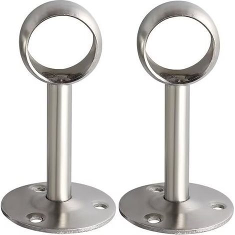 Support Tringle Rideau Plafond en Acier Inoxydable, Support Tringle Penderie pour Tube de rond Ø 25 mm, Brossé 2 Pcs (1/5)