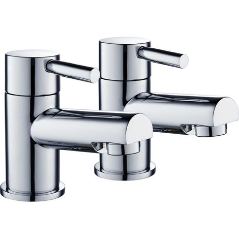 Niagara Harrow Bath Taps Pair Chrome Lever Bathroom Twin Modern Faucet Set of 2