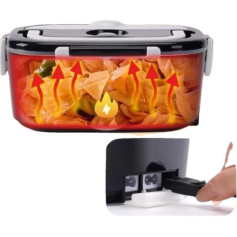 Fiambrera eléctrica, compartimento principal de 1,5 L, compartimento adicional de 0,45 L, compatible con 12/24 V, potencia de 60 W, diseño a prueba de fugas. (1/5)