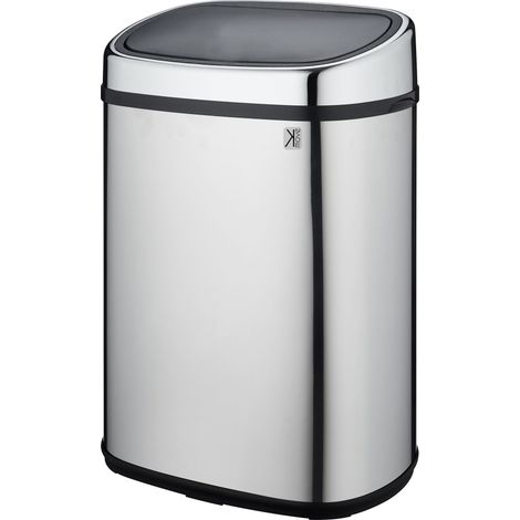 Kitchen Move – Poubelle automatique inox 48L – Ouverture par pression – Cerclage intérieur pour sac – Dimensions 40 x 28 x 57 cm