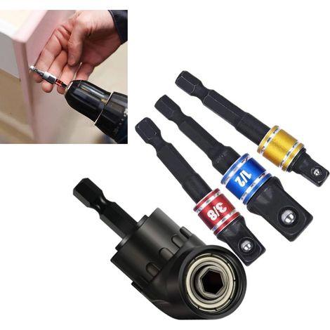 4 Adaptateurs de Perçage Angulaire 105° pour Douilles 1/2", 3/8", 1/4" - Clé à Choc Rotative 360° (1/5)