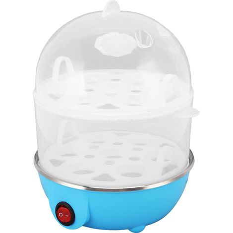 Eierkocher mit zwei Ebenen für 14 Eier, Überhitzungsschutz, automatische Abschaltung, Mini-Frühstücksgerät, 220 V, blau, Europa.
