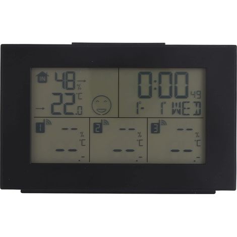 Station Météo, Thermomètre Intérieur Et Extérieur Sans Fil, Thermomètre Météo Numérique à 3 Canaux Avec Horloge Atomique, Moniteur De Température Et D'humidité Avec Prévisions Météorologiques Et Press (1/5)