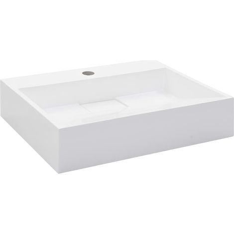 Lavabo 50x38x13 cm Fonte minérale/marbre Blanc