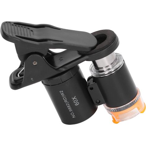 Microscope mobile 60x, microscope portable haute définition 60x avec lampe UV et 2 LED, loupe pour la photographie, noir (1/5)