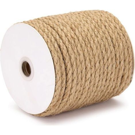 Corde de Jute Naturelle Torsadée - 6 mm x 30 mètres Ficelle Robuste pour Bricolage Jardinage Décoration et Artisanat 6mm- FICELLE (1/4)