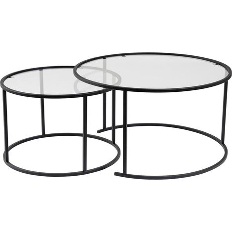 2er-Set Couchtische aus Metall "Aurum" - 80 x 80 x 43 cm - Schwarz Transparent