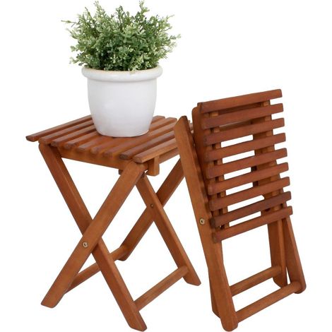 Spetebo – Tabouret pliant en eucalyptus FSC – Dimensions 37x29x27 cm – Pliable pour gain de place – Pour balcon et terrasse