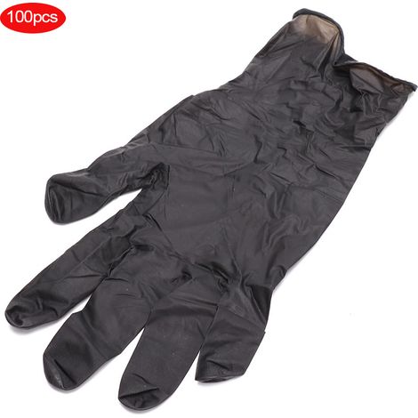 100 Gants, Latex, Noir, Texture granuleuse, Imperméable, Antistatique, Tatouage (1/5)