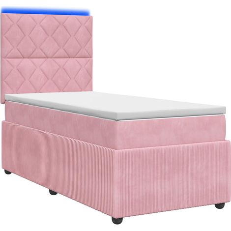 Maison Exclusive - Letto Box Spring LED con Materasso Rosa 90 x 190 cm Velluto (1/5)