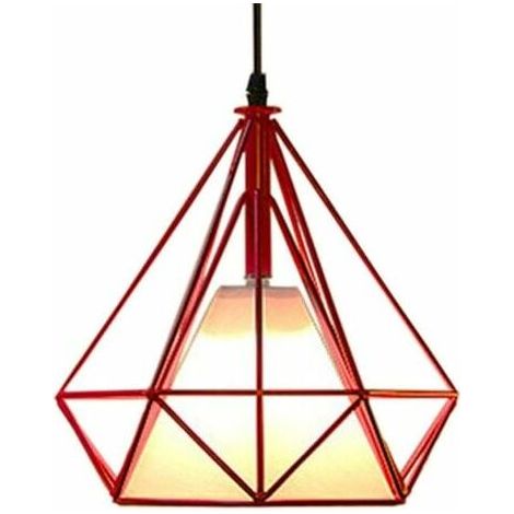 Industrial Pendant Chandelier 25cm Diamond Shape, Ceiling Lamp Red Shade (1/5)
