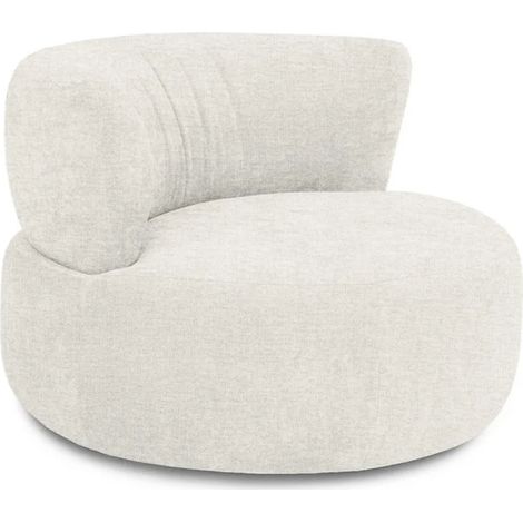 Fauteuil rond pivotant 360° en tissu chiné écru - TALIA