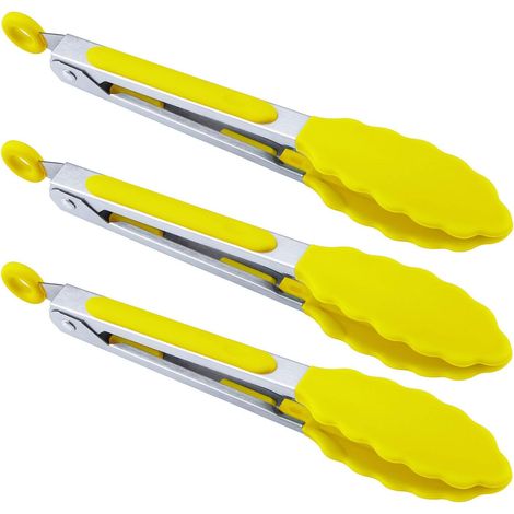 Lot de 3 Pinces de service en silicone 17,8 cm résistantes à la chaleur pour barbecue cuisine (1/5)