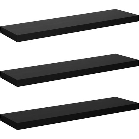 WOLTU 3x Floating Shelf Storage Display Unit Wall Mounted bookcases Unit Black 80 cm
