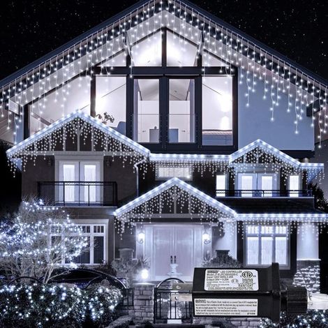 Guirlande lumineuse glaçons pour décoration extérieure, 280 LED, 10 m, 8 modes, rideau lumineux avec 40 gouttes, guirlande lumineuse LED d'intérieur pour mariage, fête, vacances, Noël (1/5)