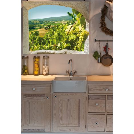Sticker Autocollant Paysage Vigne Verte, 75 cm X 60 cm (1/2)