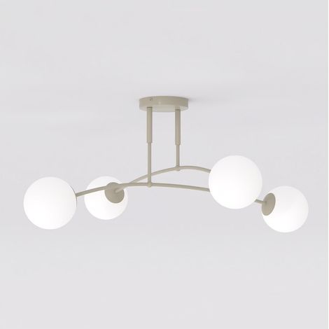 Lampada a sospensione PREGOS in acciaio beige e vetro opalino