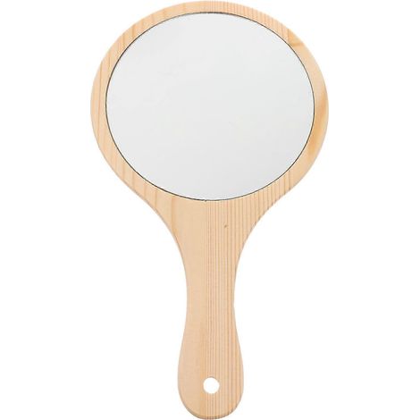 Miroir de maquillage portable avec manche en bois, miroir cosmétique de voyage créatif pour femmes-29.50X16.50X1.00CM
