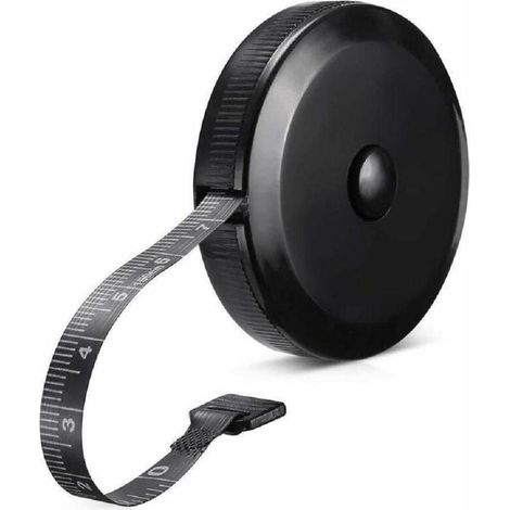 Ruban De Mesure Rétractable - 150 cm - Double Face Cm/Pouces - Pour Mesures Corporelles Couture Tissus - Fibre De Verre - Noir - 1 Pièce (1/5)