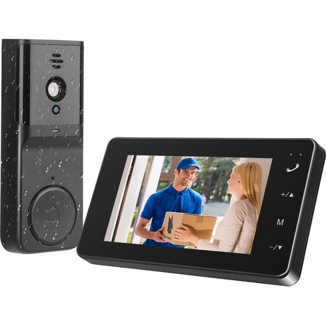 Videoportero inalámbrico genérico, HD 1080p, visión de 180° e inteligencia artificial, antirrobo, detección de paquetes, fácil instalación. (1/5)