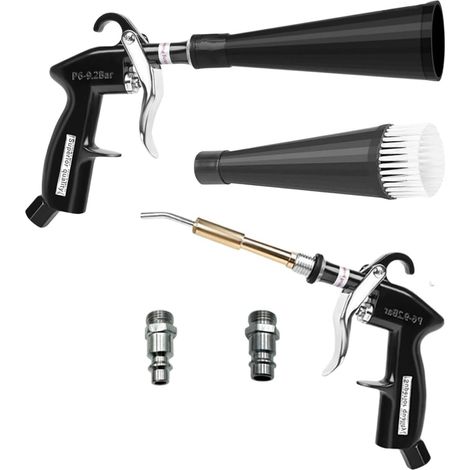 Pistolet de nettoyage à air comprimé, pistolet de séchage précis pour voiture, compresseur, pistolet de soufflage rotatif à 360° en métal pour sièges, jantes, moteur et endroits difficiles à atteindre (1/5)