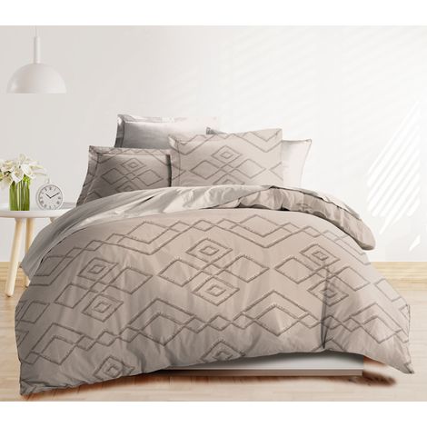 Parure de draps 4P "Louna" lit 140 x 190 Losange Relief Coton Pur