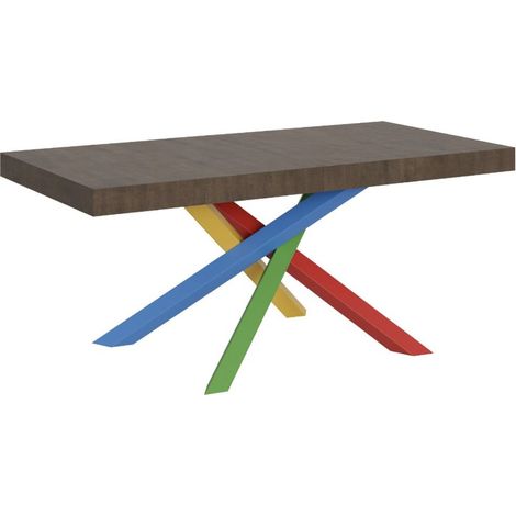 Table design bois marron et pieds entrelacés multicouleurs 180cm Artemis (1/5)