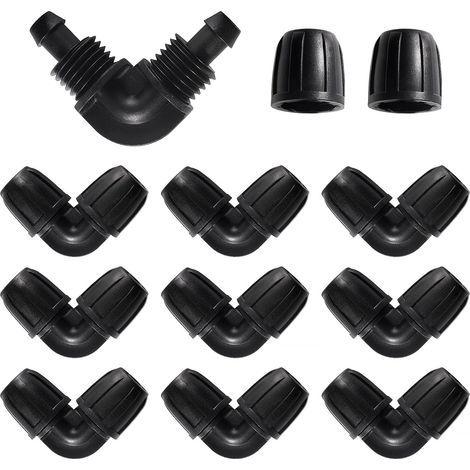 Lot de 10 raccords d'irrigation goutte à goutte 8/12 mm, adaptateur coudé pour tuyau d'irrigation, raccord pour tuyau d'irrigation, pour jardin et pelouse. (1/5)