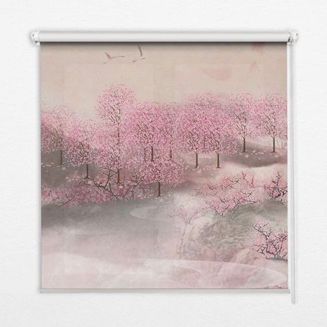 Tenda a Rullo Interna per Finestra - Tenda Filtrante Luce - Tenda Privacy - Tenda Decorativa Rettangolare - Rullo per Interni - (120 cm x 140 cm) - Giardino dei ciliegi in fiore (1/5)