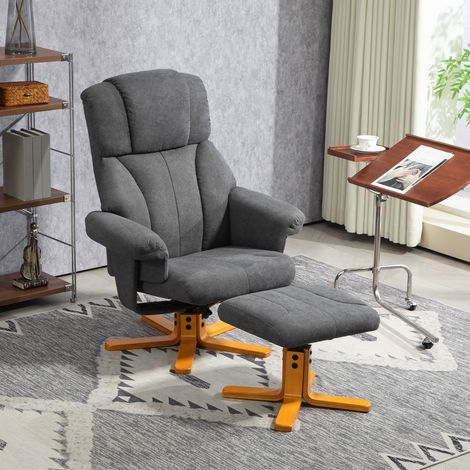 Fauteuil relax avec repose-pied, fauteuil de relaxation, dossier inclinable, assise rembourrée, 79x80x104cm, gris foncé (1/5)